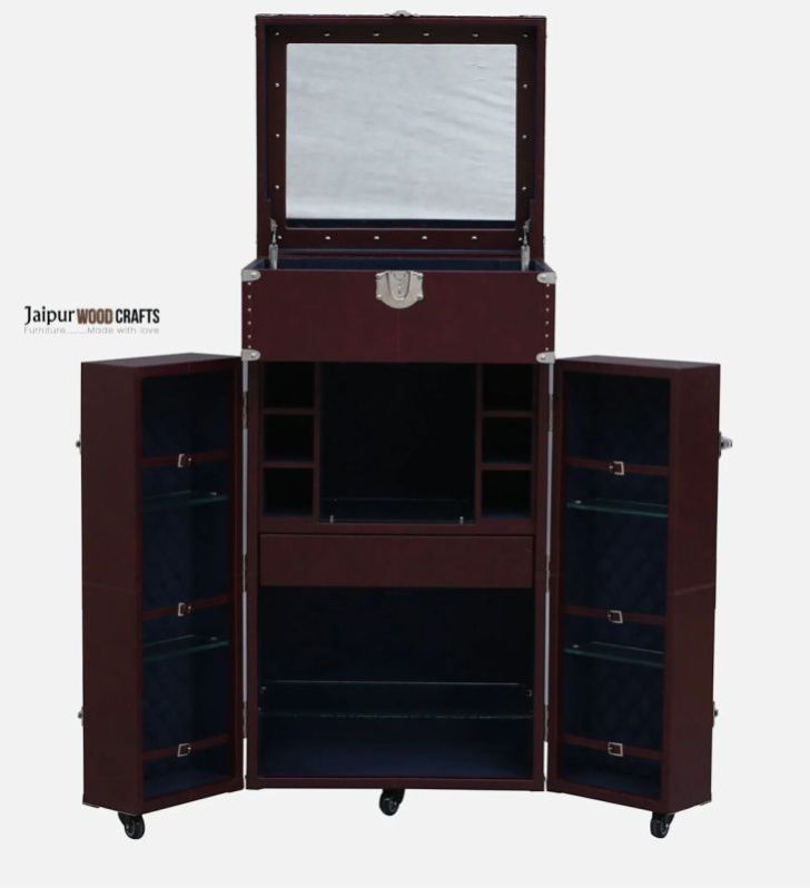 Chavez Leatherette Two Door Bar Cabinet in Red Colour