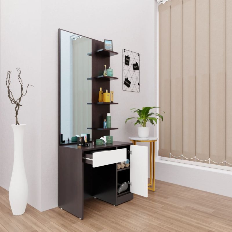 Dressing Table with Mirror Door | Door, Drawer &AMP;AMP; Open Shelves