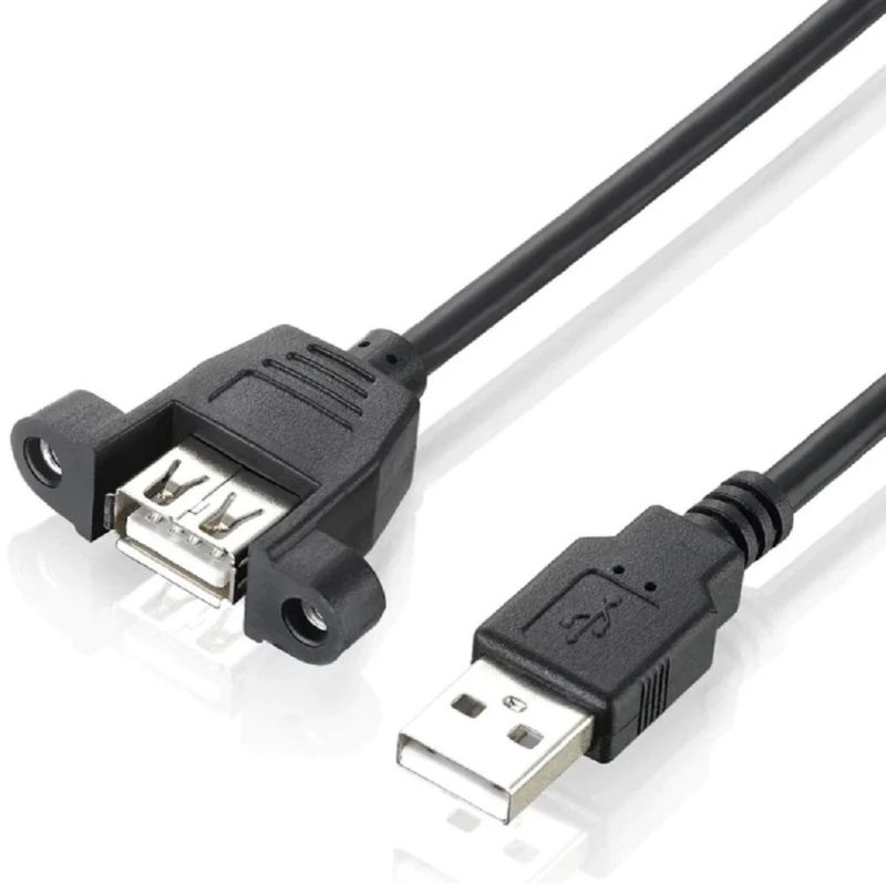 FEDUS Panel- Mount USB 2.0 Male to Female Extension Cable