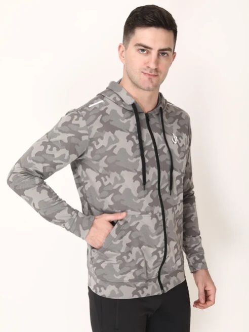 Grey Camo Jacquard Mens Track Jacket