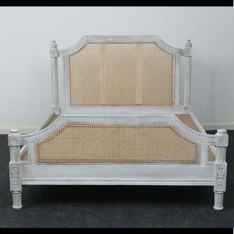 Rattan Cane King Size Wooden Bed