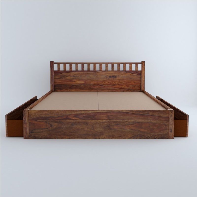 Sheesham Wood King Size Drawer Storage Bed