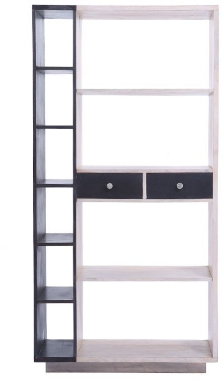 Wooden Camel Brown Book Rack with Two Carved Drawers