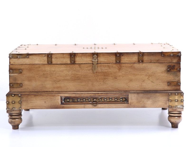Wooden Storage Coffee Table Box with Brass Fitting