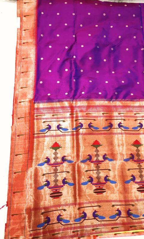 Woven Purple Single Muniya Paithani Saree– Pratishthani