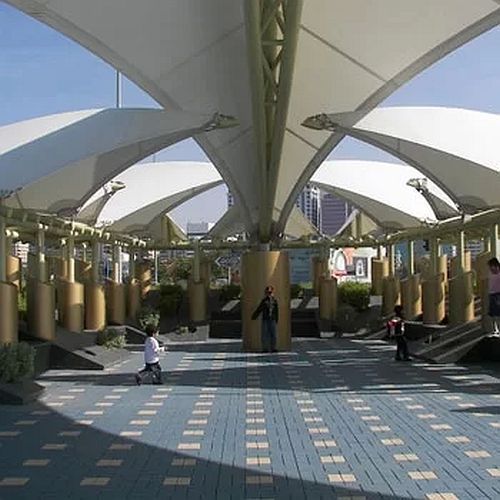 Tensile Walkway Covering Structure