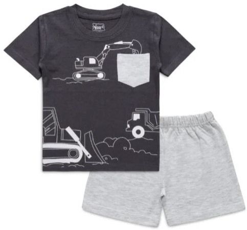 Boys Round Neck T-Shirt & Shorts – Charcoal