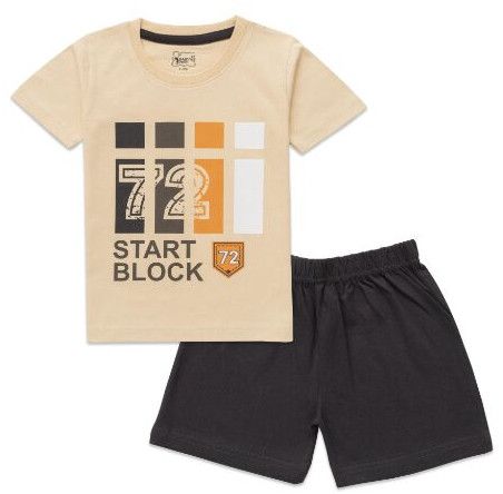 Boys T Shirt And Shorts Peach And Dark Gray