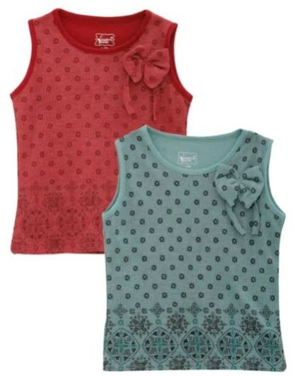 Girls Sleeveless Top (Pack Of 2 )