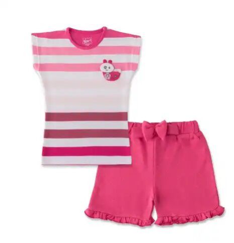 Girls Striped T-Shirt & Shorts