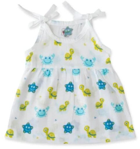 Infant Happy Print Muslin Knot Frock