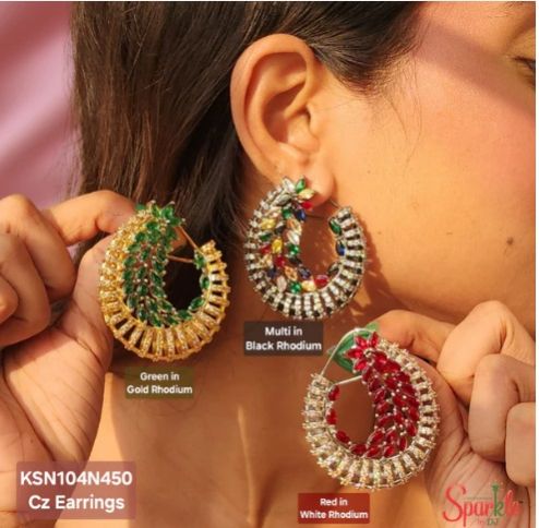 Cubic Zirconia Cylindrical Womens Spiral Earrings