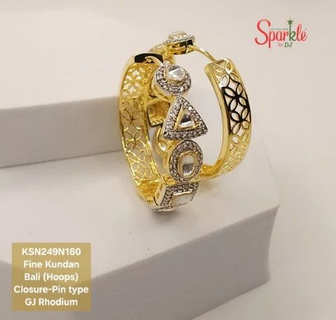 Fine Kundan Bali Hoop Earring