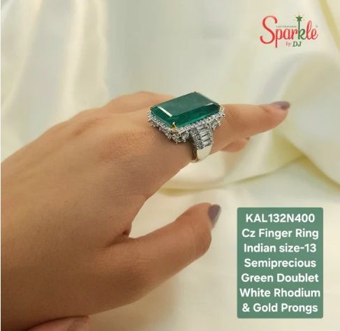 Ladies Finger Ring Embellished with Semiprecious Color Stones