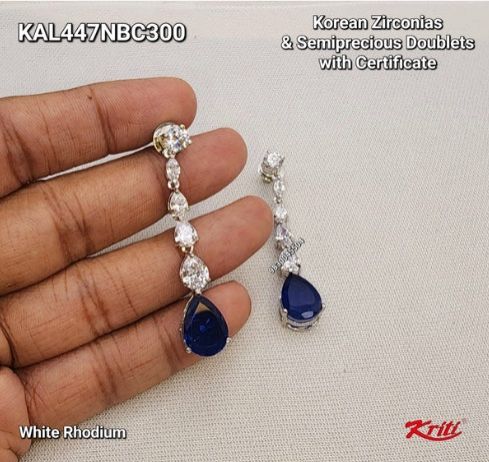 Long Womens Earrings Embellished with Korean Zirconias & Pear Shaped