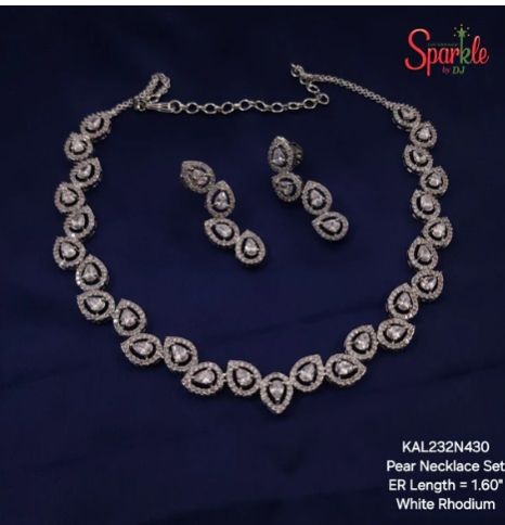 Pear Cz Ladies Necklace Set
