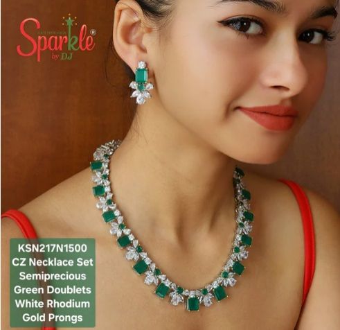 Western Style Necklace Set with Semiprecious Colour Stone