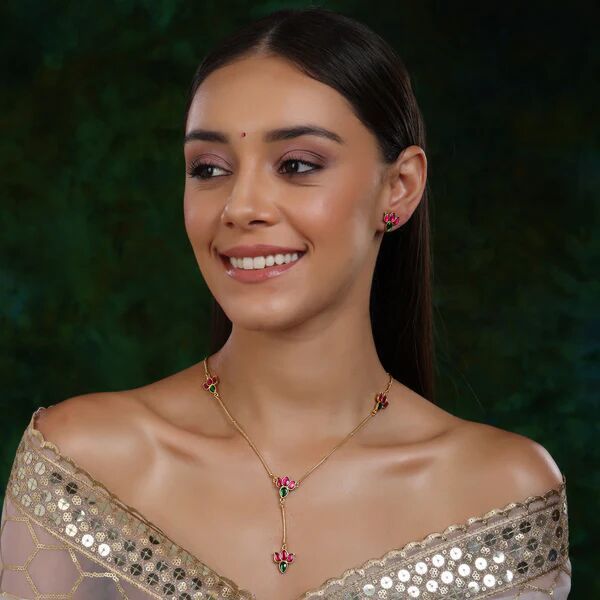 Handcrafted Patchi Kundan Studs Necklace Set