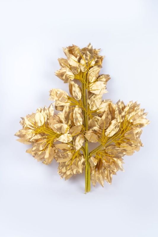 12-piece Set Of Artificial Golden Spray Ficus Spray Leaves
