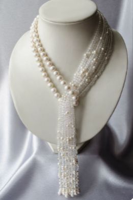 Polished Ladies Pearl Necklace, Color : White Antique Part Wear