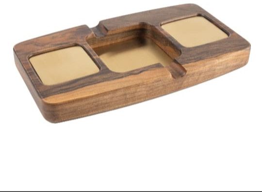 Wooden Ash Tray with Glass Holder