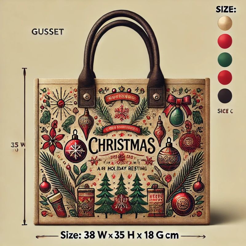 Christmas-Themed Jute Bag