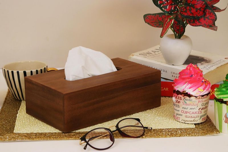 Brown Wooden Tissue Box