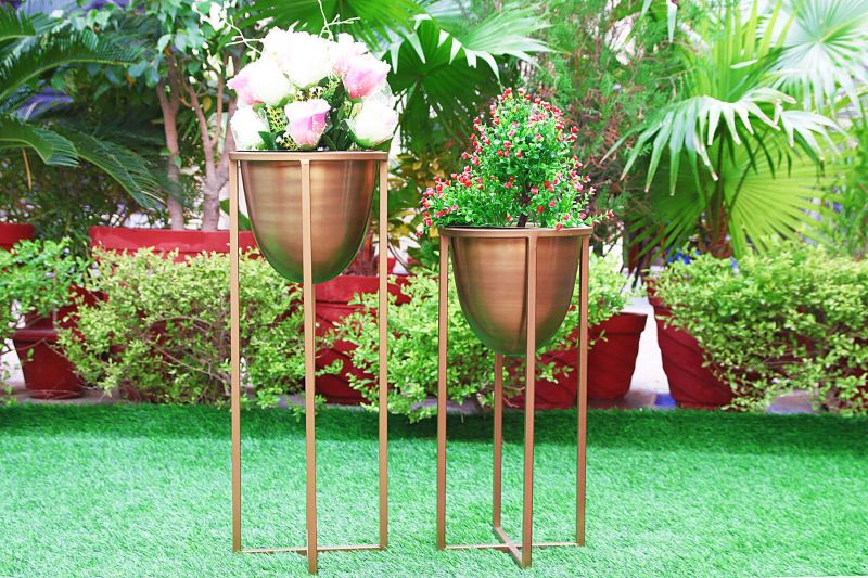 Oval Copper Antique Planter Set