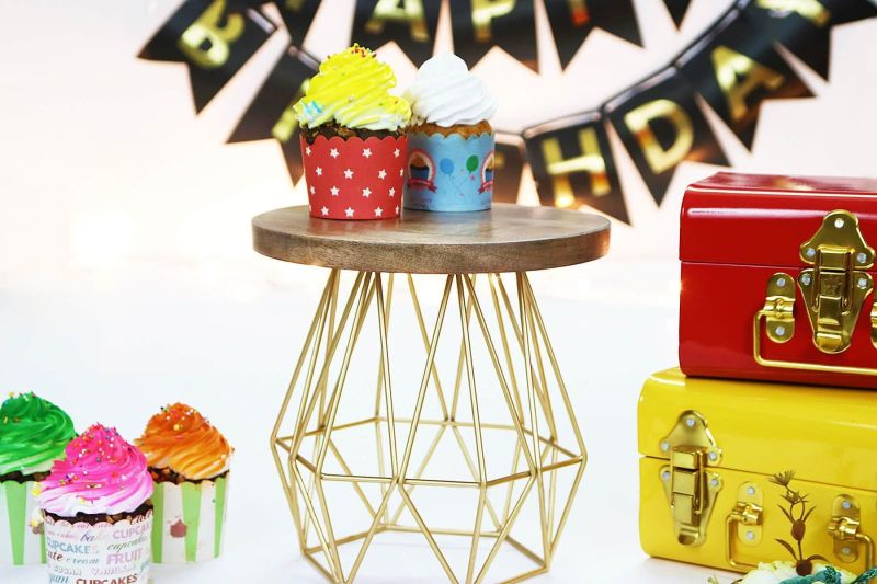 Wooden Top Hexagon Cake Stand