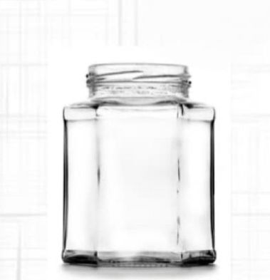 250 Ml Plain Hexa Glass Jar, Color : Transparent