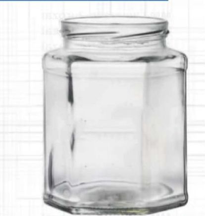 750 Ml Plain Hexa Glass Jar