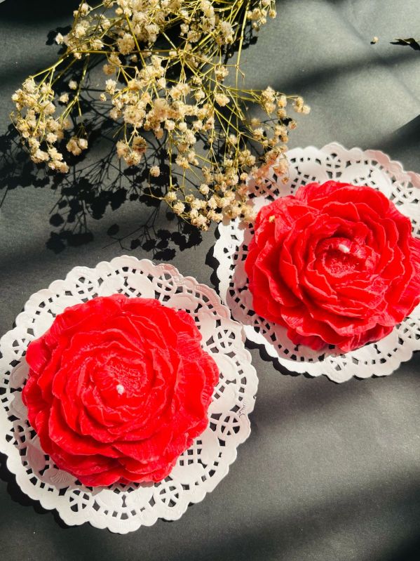 Lighting Red Rose Glass Decorative Wax Candle