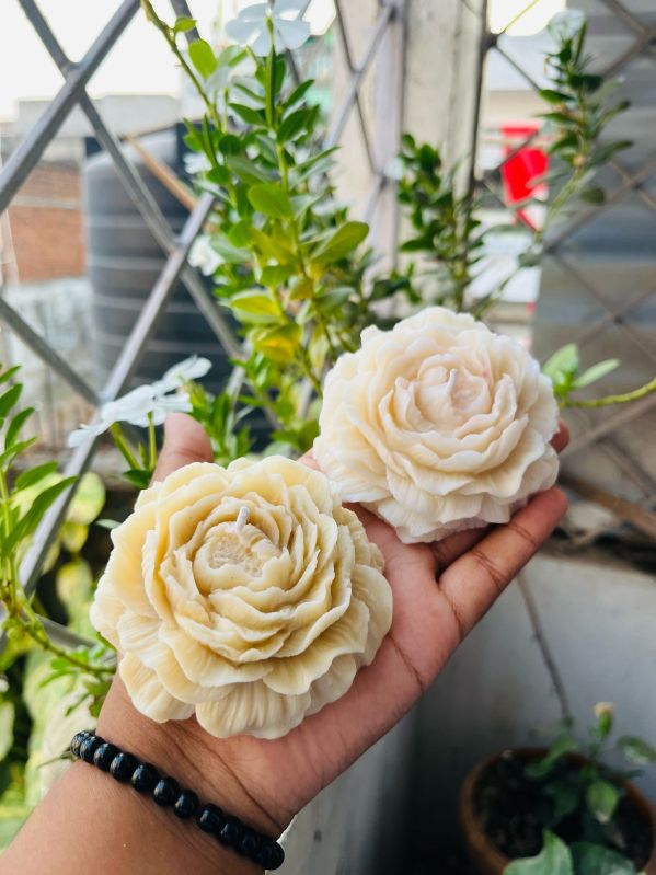 Lighting White Rose Glass Decorative Wax Candle