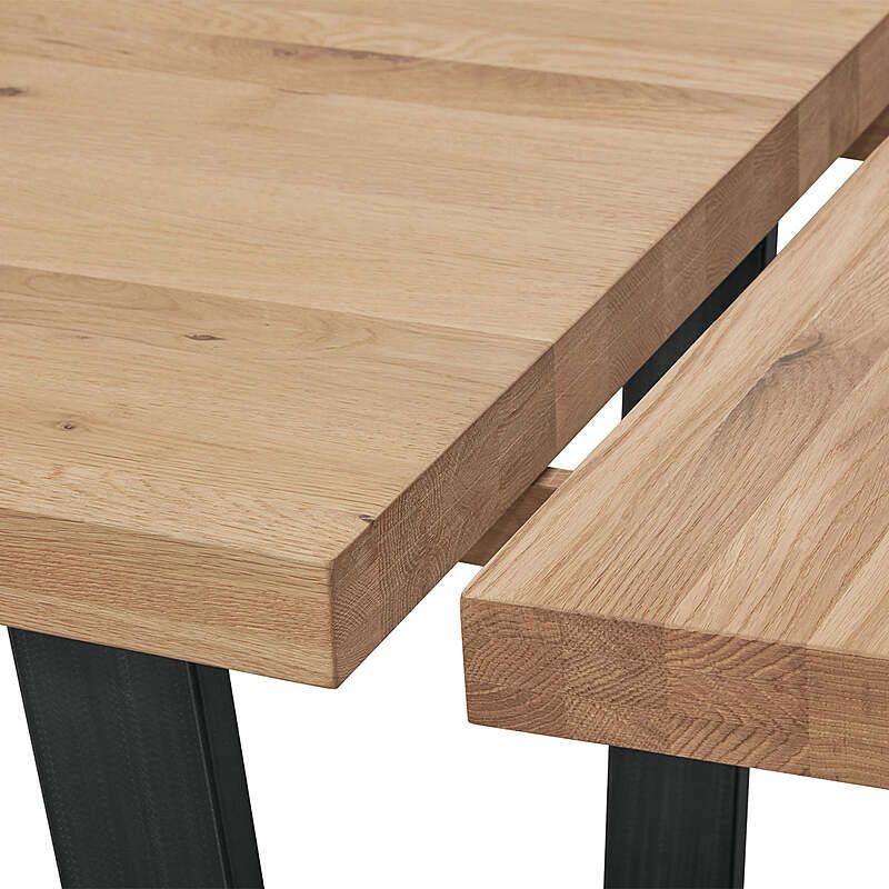 Calia Extendable Oak Wood Metal Dining Table