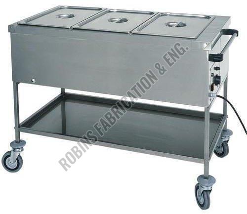 Polished Stainless Steel Food Serving Trolley, Feature : Easy Moveable, Rust Proof