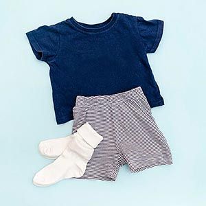 Plain Baby Cotton Shorts Sets, Color : Blue Daily Wear, Party Wear