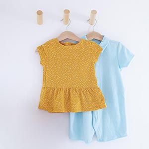 Plain Cotton Baby Girls Dress Frock Dress, Color : Yellow, Skyblue