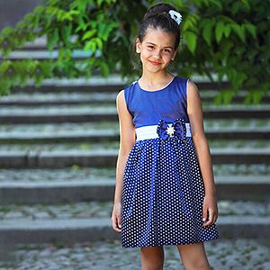 Plain Cotton Kids Girls Party Wear Frocks, Color : Blue