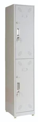 Color Coated 2 Compartment Mild Steel Storage Locker, Color : Grey