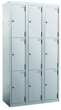 Color Coated 9 Compartment Mild Steel Storage Locker, Color : Grey