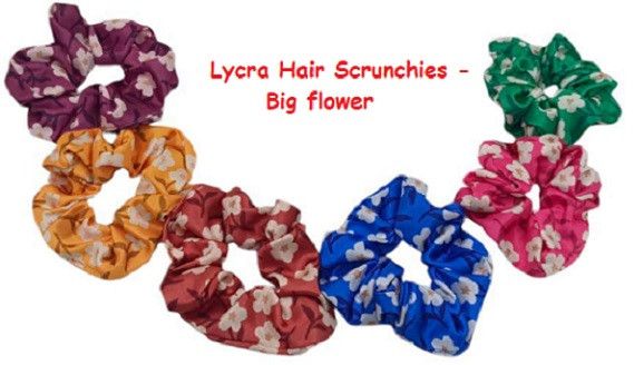 Lycra Hair Scrunchies for Girls and Women -Big Flower