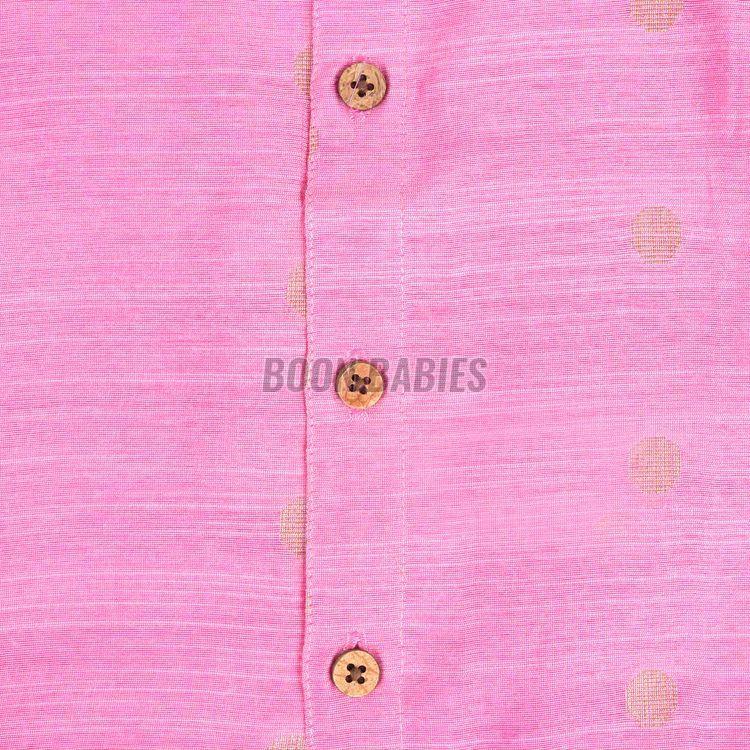 Boys Bright Pink Ethnic Silk Shirt & Dhoti Set