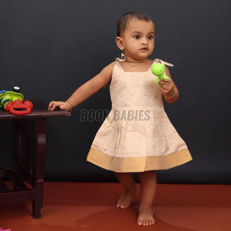 Baby Girl Baby Pink Silk Frock with Cute Tassels