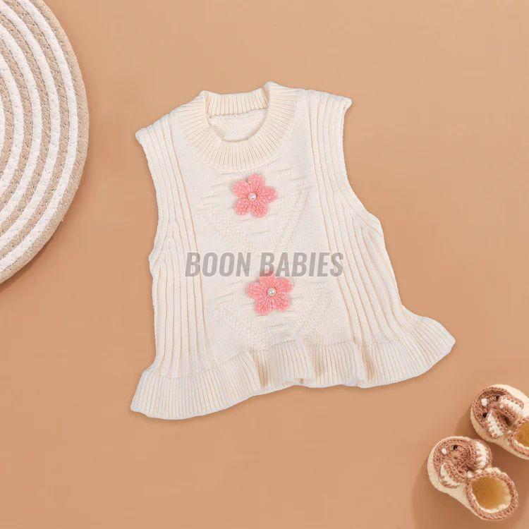 Baby Girl Soft Cream Knitted Vest
