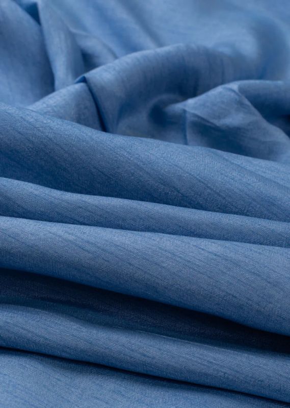 Dusky Blue Plain Viscose Dola Silk Fabric