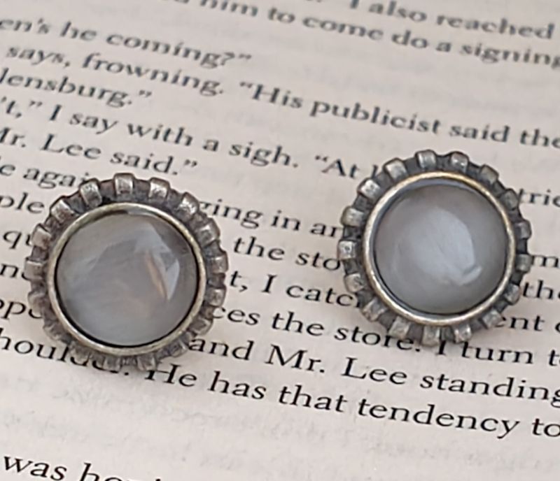 German Silver Stone Round Ear Stud