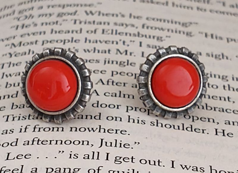 German Silver Stone Round Ear Stud