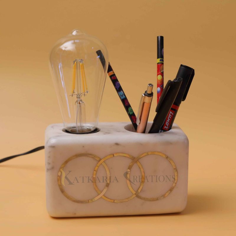 Marble Table Lamp With Pen Holder