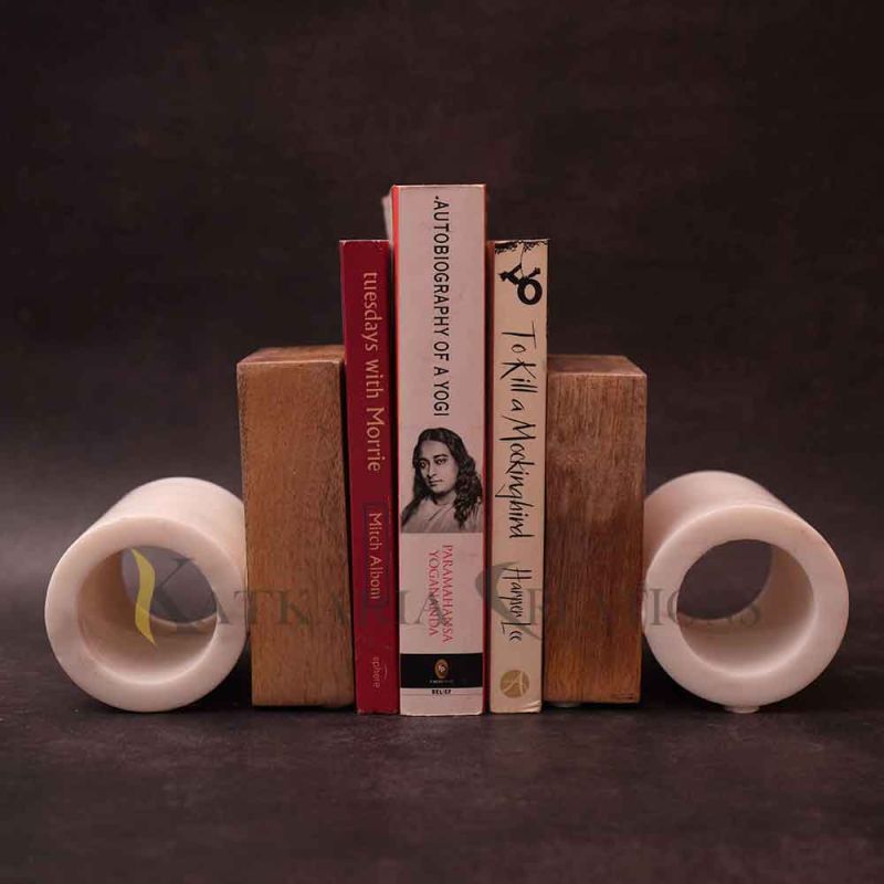 Wooden Marble Bookends