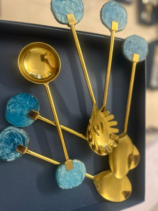 Fancy Gold Plated Luster Spoon Set – Elegant Dining Perfection